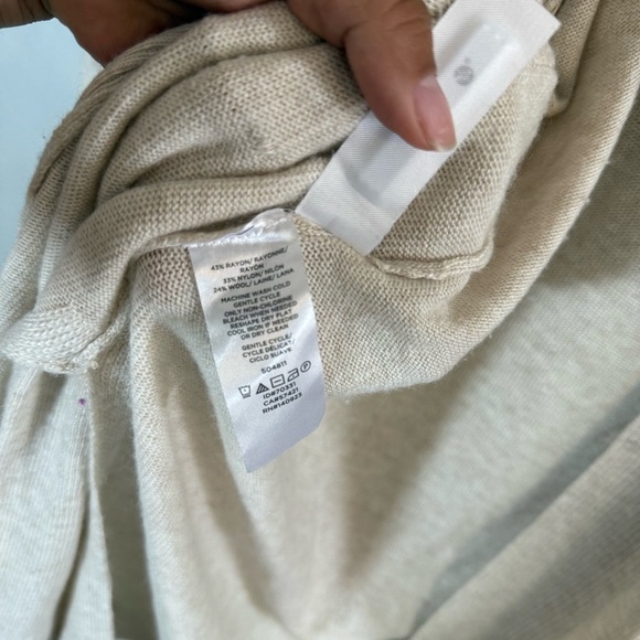 LOFT Cream Wool Blend Long Open Front Cardigan Sweater - Picture 5 of 8